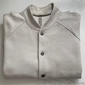 Harris Wharf London Men's Off White Button-Up Knit Bomber Jacket